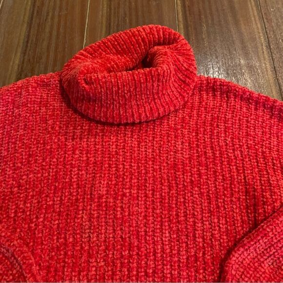 Pink Rose Women’s RedCropped Chenille Turtleneck Sweater XS - Picture 2 of 5